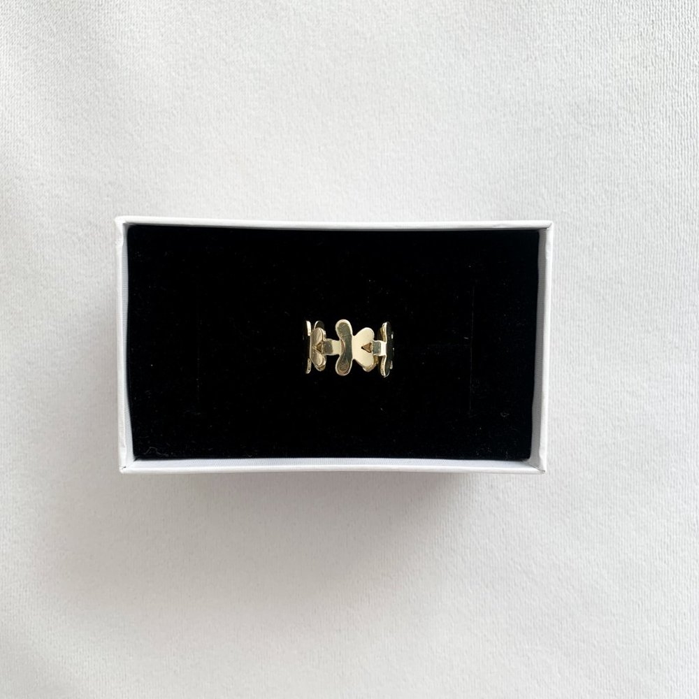 Golden Flower Chain Cuff Ring